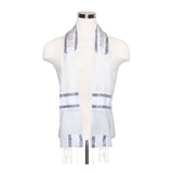 Tallit Set Ivory Wool with White and Gray Texture