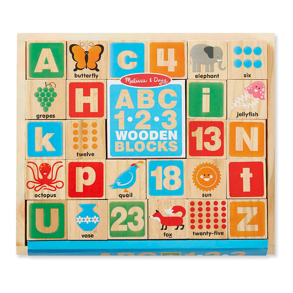 ABC/123 Wooden Blocks in Tray