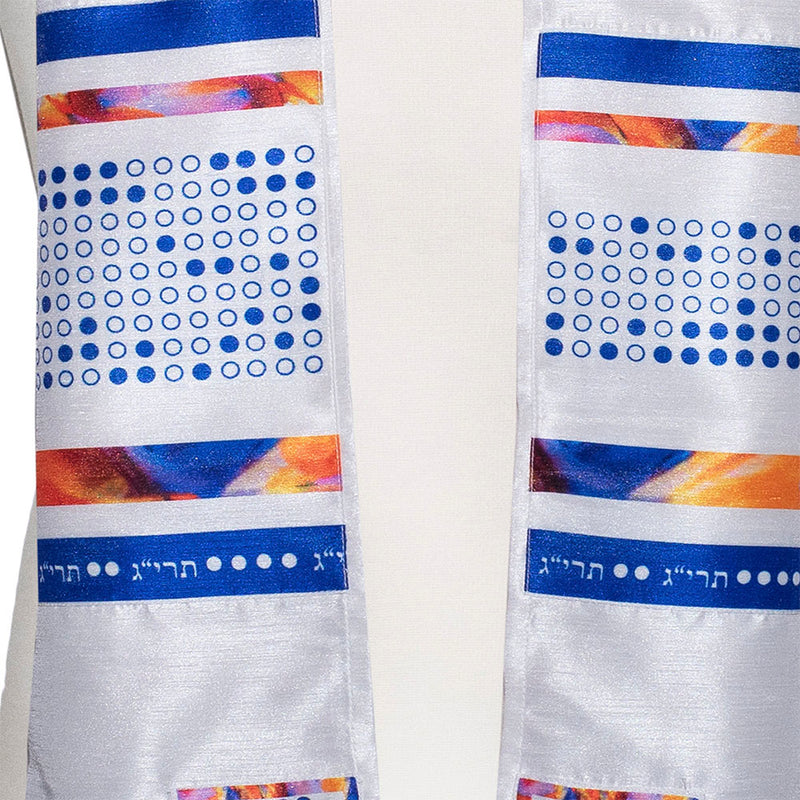 Tallit with Bag 613 Mitzvot in Blue
