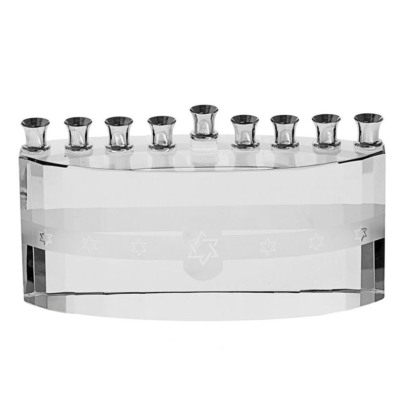 Clear Ice Star of David Etched Hanukkiah