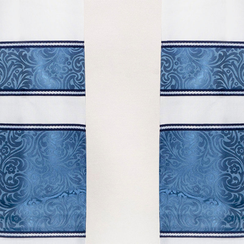 Tallit Set- Colorado (Blue Brocade with Black Trim)