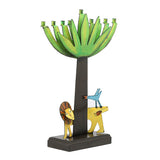 Artisan Handmade Tree Flanked by Lion Hanukkiah