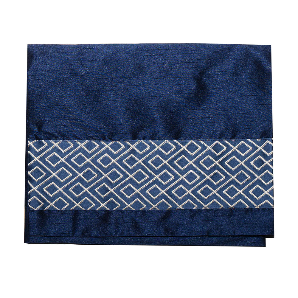 Tallit and Bag Ivory Wool with Blue Diamonds