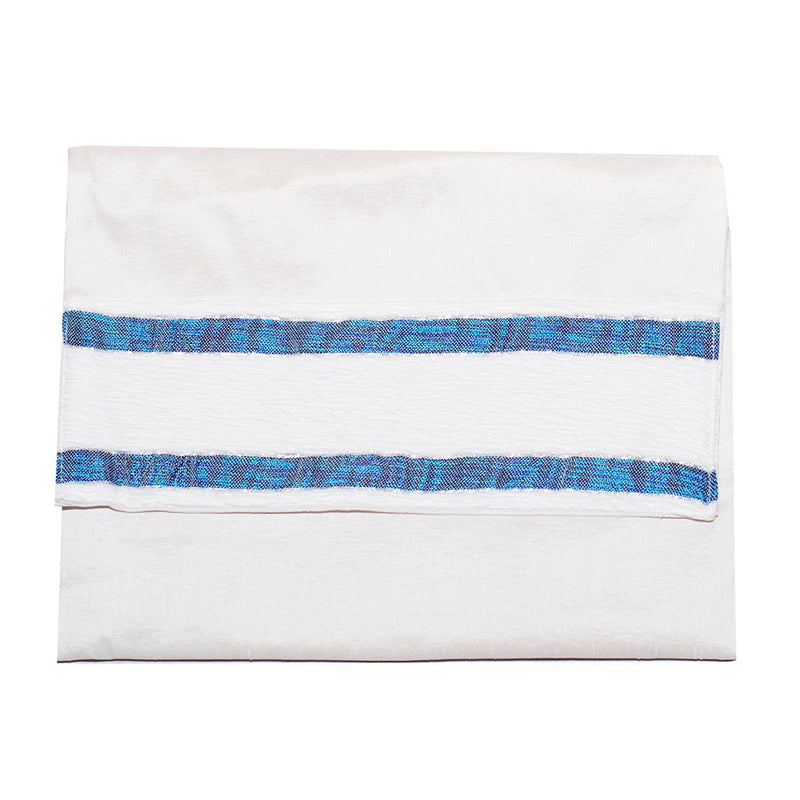 Tallit and Bag Wool with Blue and White Trim