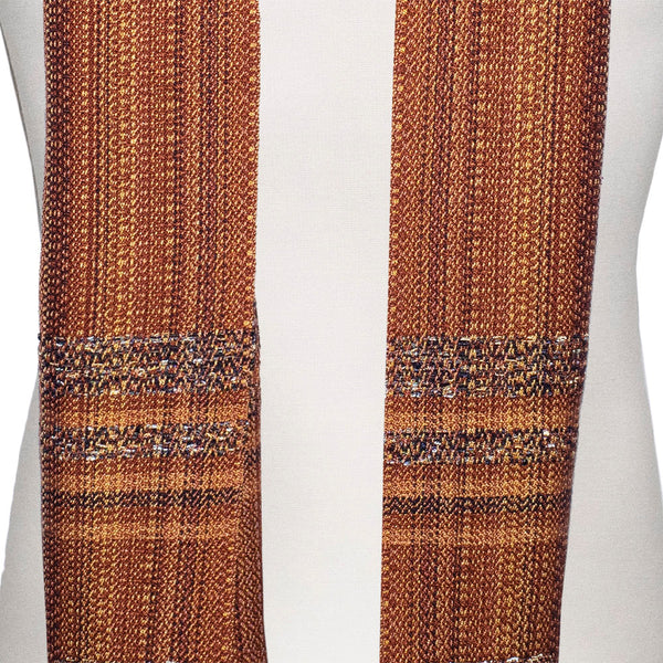 Tallit Handwoven Silk in Brown and Gold