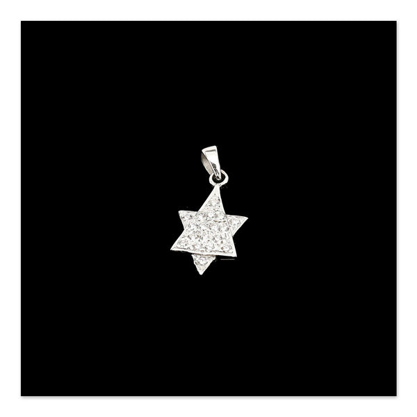 Pendant- Star of David with Diamonds and White 14K Gold