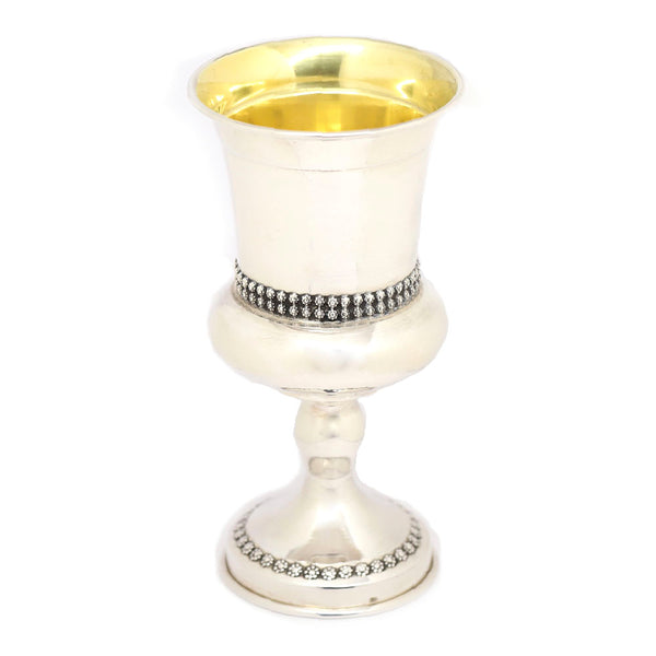 Kiddush Cup- Sterling Silver with Daisy Beading