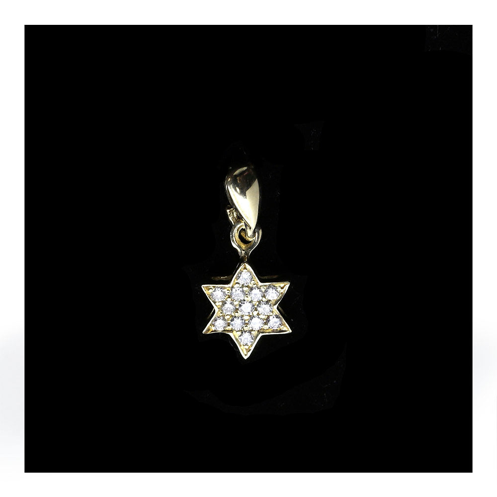 14K Gold Star of David with Diamonds Pendant