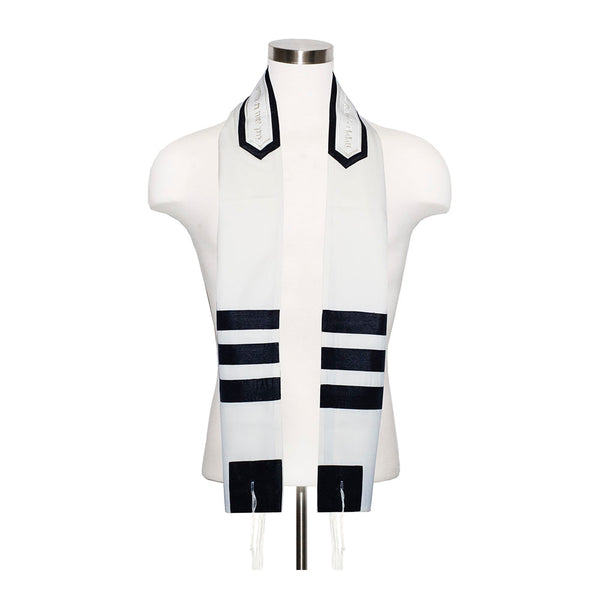 Ivory with Black Ribbons Tallit Set