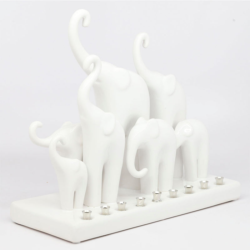 Ceramic Elephant Family Hanukkiah