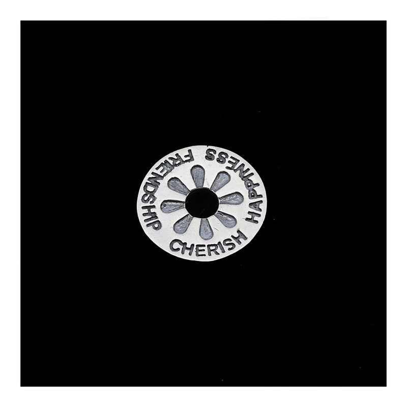 Disc Pendant "Cherish, Friendship, Happiness"
