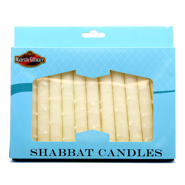 Dipped Shabbat Candle White Drops, 12 Pack