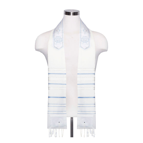 Assorted Wool Tallit with Blue Stripes