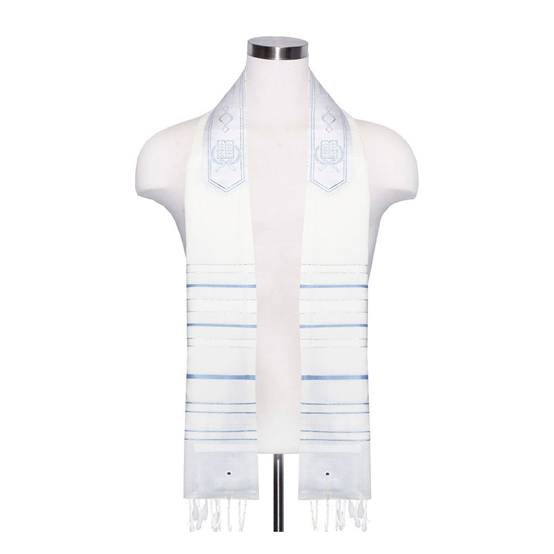 Assorted Wool Tallit with Blue Stripes