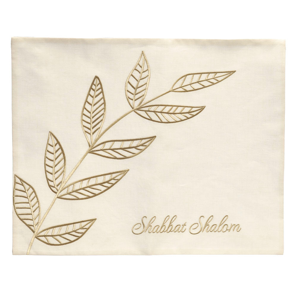 Embroidered Challah Cover with Leafy Branch Motif