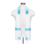 Tallit Set with Blue Flower Embroidery