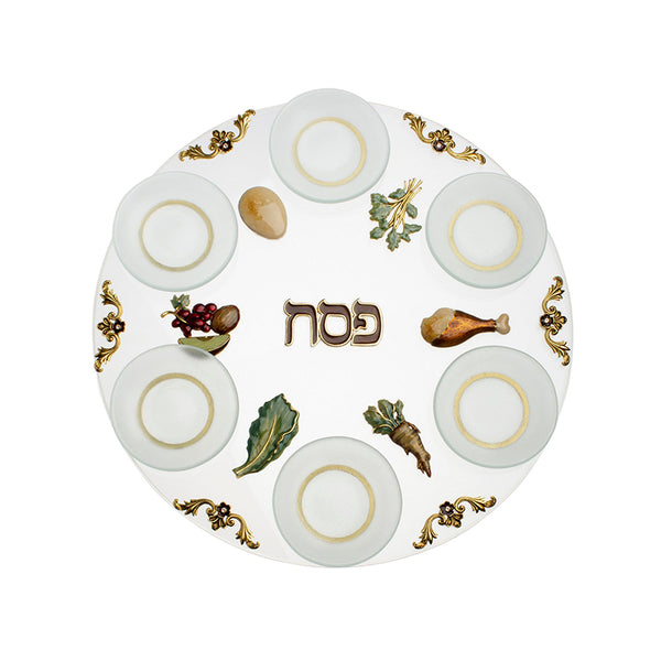 Seder Plate with Raised Enameled Symbolic Foods