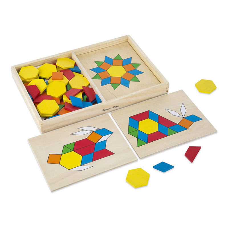 Pattern Blocks and Boards - 120 Solid Wood Shapes